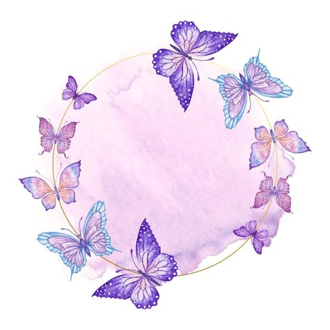 Vector marco decorativo de coloridas mar... | Premium Vector Ornamental Butterfly, Butterfly Art Drawing, Butterfly Invitations, Logo Instagram, Flower Graphic Design, Butterfly Illustration, Watercolor Floral Pattern, Watercolor Heart, Butterfly Birthday