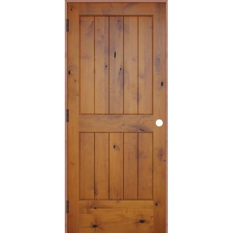 This Paneled Solid Wood Finish Standard Door will enhance the warmth and beauty of every home. Adding a natural rustic beauty of authentic knotty alder will draw great memorable impressions of your home interior. Alder Doors, Solid Wood Interior Door, Internal Wooden Doors, Black Interior Doors, Custom Wood Doors, Prehung Interior Doors, Door Crafts, Prehung Doors, V Groove