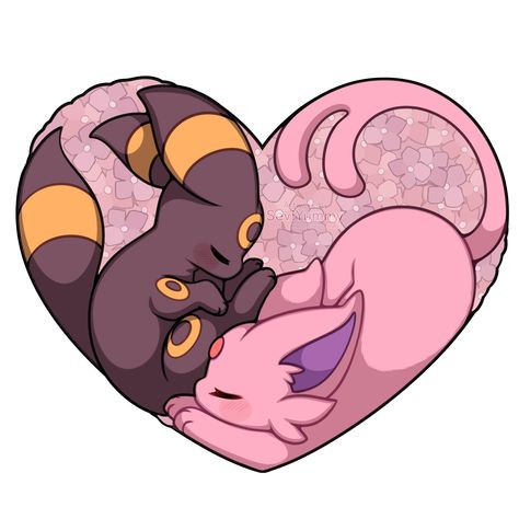 Espeon Pokemon, Pokemon Espeon, Gastly Pokemon, Umbreon Espeon, Couple Fanart, Mew Pokemon, Eevee Cute, Umbreon And Espeon, Pokemon Human Form