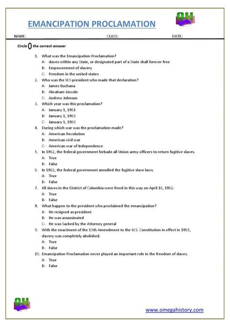 Emancipation proclamation history in united states of America- history worksheet Emancipation Proclamation Activities, The Family A Proclamation To The World, Declaration Of Independence Preamble, American Declaration Of Independence, The Family Proclamation, Elementary Social Studies Lessons, Emancipation Proclamation, African American Studies, Social Studies Education