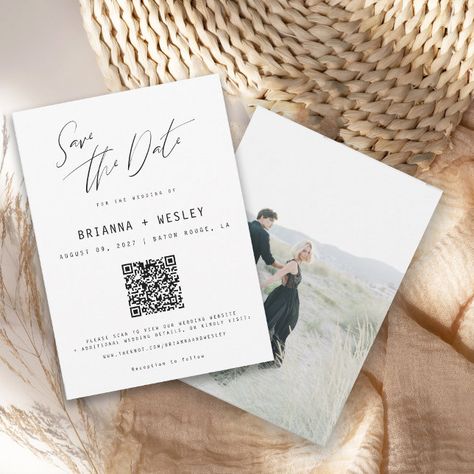 Qr Code Photo, Wedding Invitation Website, Save The Date Wording, Unique Save The Dates, Photo Save The Date, Save The Date Photos, Rsvp Wedding Cards, Date Cards, Wedding Save The Date