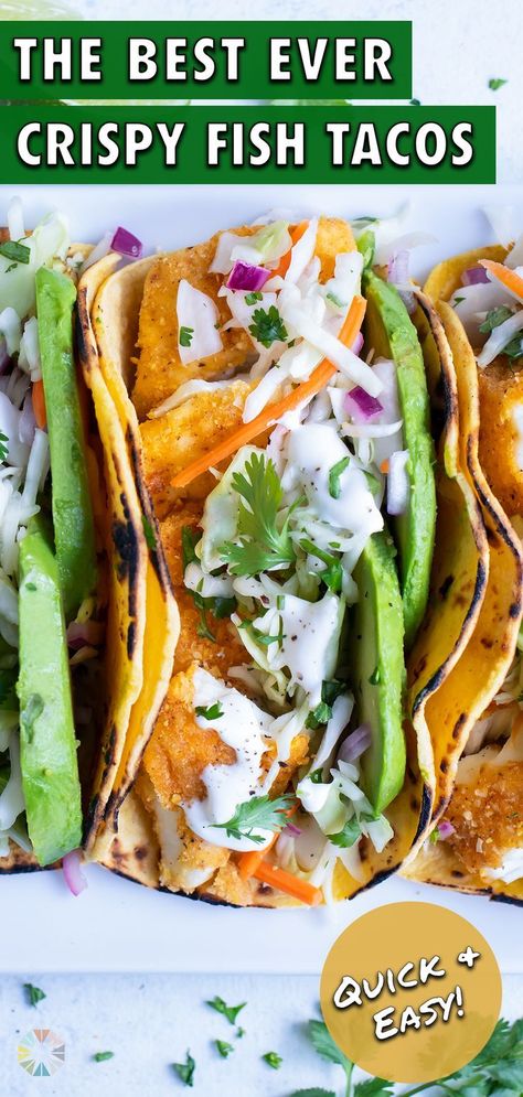 Fish Tacos Crispy, Fish Taco Slaw, Air Fryer Fish Tacos, Taco Slaw, Crispy Fish Tacos, Cilantro Slaw, Slaw For Fish Tacos, Fish Tacos Tilapia, Fried Fish Tacos