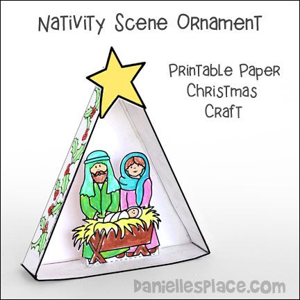 Nativity Scene Ornament Printable Paper Christmas Craft Ornament Printable, Religious Christmas Crafts, Nativity Scene Crafts, Bible Christmas, Christmas Sunday School, Thrifty Crafts, Crafts Printable, 3d Triangle, Lap Book