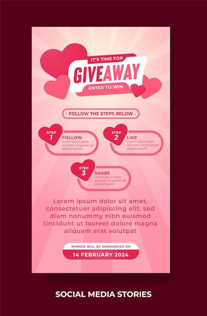 Vector giveaway contest concept for soci... | Premium Vector #Freepik #vector #valentine-instagram #valentine-template #february #valentine Giveaway Valentines Day, Valentines Giveaway, Giveaway Graphic, Valentines Day Post, Valentine Template, Event Giveaways, Money Saving Techniques, Stories Design, Social Design