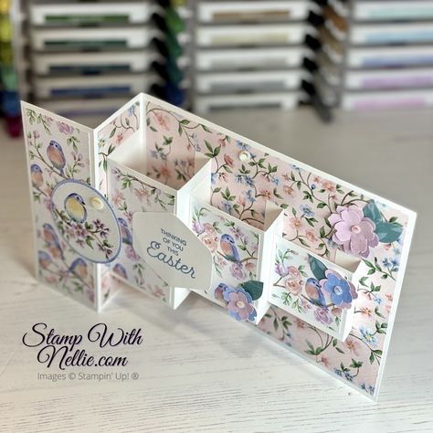 Flight & Airy Pop Up Block card - Sale-A-Bration Sunday tutorial - Stamp with Nellie Card Pop Up Tutorials, Pop Up Block Card, Panel Cards, All Kinds, Tarjetas Pop Up, Fancy Fold Card Tutorials, Gatefold Cards, Theme Nature, Step Cards