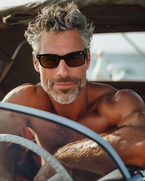 Enzo Morais 💎 | Carro velho na praia 🏖️ Translation: Old car on the beach. 😉 @enzo.morais.model . . . #virtualmodel #virtualinfluencer #silverfox… | Instagram Silver Foxes Men, Shaved Head With Beard, Older Mens Hairstyles, Grey Hair Men, Grey White Hair, Grey Beards, Cowboys Men, Handsome Older Men, Great Beards