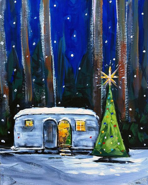 Vintage Camper Art, Christmas Camping, Camper Art, Photo Envelope, Airstream Trailer, Americana Art, Rv Ideas, Time Painting, Camper Decor