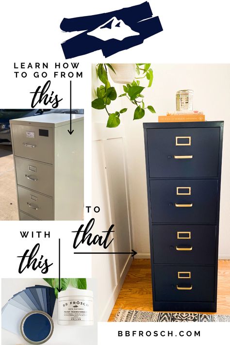 Painted Metal Filing Cabinet—Using BB Frösch in a Sprayer Painted Filing Cabinet, Painted File Cabinets, File Cabinet Makeover, Metal Filing Cabinet, Cabinet Makeover, Office Makeover, Furniture Renovation, Refurbished Furniture, Furniture Makeover Diy