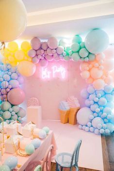 ice cream Birthday Party Ideas | Photo 1 of 11 | Catch My Party Ice Cream Balloon Arch, Balloon Decorations For Birthday Kids, 13th Birthday Decorations Girl, 1 Birthday Decoration, Birthday Decoration Ideas For Kids, Birthday Decoration For Kids, Dream Birthday Party, Ice Cream Birthday Party Ideas, Kids Birthday Decorations