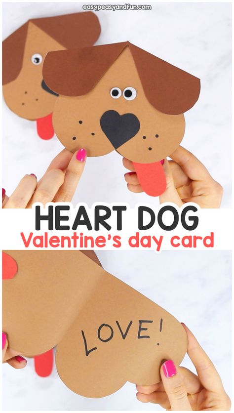 Valentines Day Craft, Dog Craft, Saint Valentin Diy, Valentines Bricolage, Puppy Valentines, February Crafts, Valentine Craft, Diy Valentine's Day, Valentine's Day Crafts For Kids