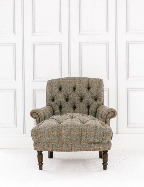 Grange Harris Tweed Chair in Bracken Tweed Chair, Tweed Furniture, Vintage Home Accessories, Manly Decor, Chair Living Room, Sofa Upholstery, Leather Furniture, Harris Tweed, Beautiful Furniture