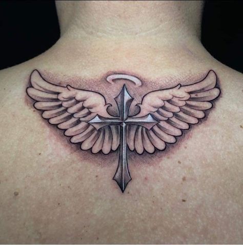 Cross Wings Tattoo Design, Cross With Wings Tattoo Designs, Cross Wings Tattoo, Gospel Tattoo, Cross With Wings Tattoo, Cruz Tattoo, Alas Tattoo, Indian Feather Tattoos, All Seeing Eye Tattoo