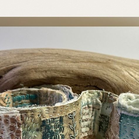 Fabric Scrolls, Stitch Pots, Textile Vessels, Fabric Vessels, Interesting Embroidery, Textiles Inspiration, Fabric Pots, Snippet Rolls, Collage Projects