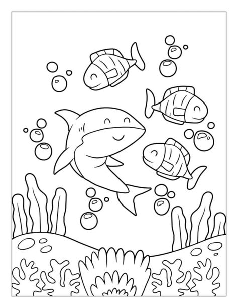 Rainbow Fish Coloring Page, Coral Reef Drawing, Animale Marine, Coral Reef Color, Fish Coloring, Ocean Coloring Pages, Turtle Coloring Pages, Theme Preschool, Fish Coloring Page