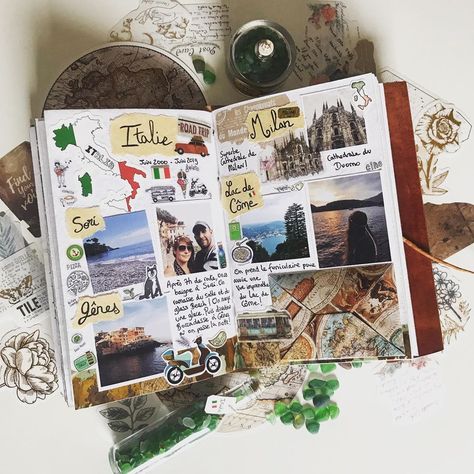 Italy Scrapbook Ideas, Road Trip Journal Ideas, Europe Scrapbook Ideas, Adventure Book Ideas, Holiday Scrapbook Ideas, Road Trip Scrapbook, Italy Journal, Italy Scrapbooking, Italy Scrapbook