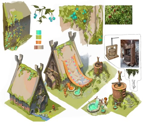 Props Concept, 3d Environment, Props Art, The Dye, Building Concept, Isometric Art, 3d Modelle, 수채화 그림, Game Concept Art