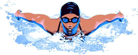 Swimmer. Vector clip art illustration of woman swimmer in competitive swimming event vector illustration Swim Illustration, Swimmer Quotes, Woman Athlete, Swimming Posters, Female Swimmers, Train Drawing, Swimming Women, Fashion Illustration Poses, Olympic Swimmers