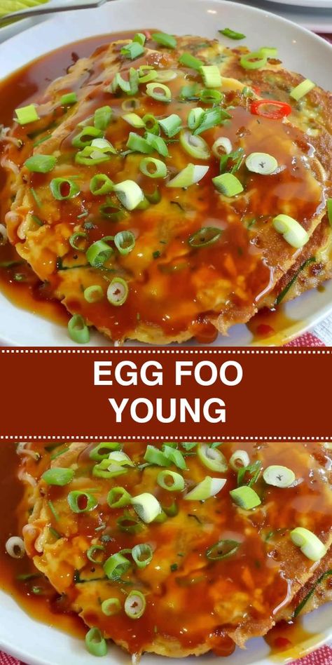 Learn how to make Egg Foo Young at home with this easy recipe! Packed with fresh vegetables, tender chicken, and a savory gravy, this Chinese-style omelet is perfect for a delicious and satisfying dinner. Follow our step-by-step instructions for a flavorful dish that's sure to impress! Egg Foo Young Recipe Authentic, Egg Foo Young Recipe Easy, Egg Fu Young Recipe, Shrimp Egg Foo Young Recipe, Vegetable Egg Foo Young Recipe, Egg Foo Yung Recipe, Chicken Egg Foo Young Recipe, Egg Foo Young Gravy, Egg Foo Young Recipe