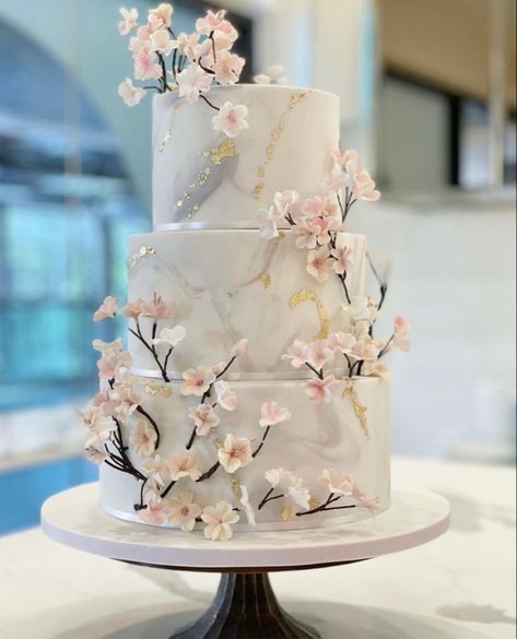 Japan Wedding Theme, Wedding Japanese Theme, Wedding Cake Cherry Blossom, Orem Temple, Cherry Blossom Cake Ideas, Sakura Wedding Theme, Japanese Wedding Cake, Japanese Wedding Cakes, Japanese Wedding Theme