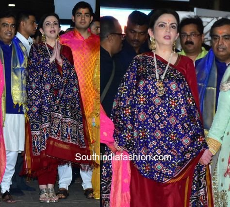 Nita Ambani salwar suit with ikat patola dupatta Patola Dupatta Chaniya Choli, Patola Duppata With Dress, Lehenga With Patola Dupatta, Patola Suit Designs, Ikkat Dupatta With Dress, Neeta Ambani Suits, Patola Dupatta Salwar Suits, Dress With Patola Dupatta, Patola Dupatta With Lehenga