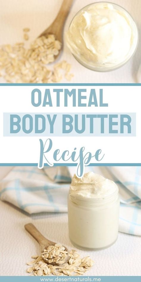 Transform your natural skincare routine with this easy to make, moisturizing DIY oatmeal body butter recipe. Made with natural ingredients like shea butter, cocoa butter, colloidal oatmeal and essential oil, this luxurious body butter will leave your skin feeling nourished and moisturized. Say goodbye to dry skin. Get healthy, glowing skin with this easy-to-make oatmeal body butter recipe.  Making your own diy skin care products is easy and fun. Oat Butter Recipe, Diy Shea Butter Lotion, Non Greasy Body Butter Recipe, Oatmeal Body Butter, Making Body Butter, Diy Skin Care Products, Shea Body Butter Recipe, Shea Butter Diy, Coconut Oil Body Butter