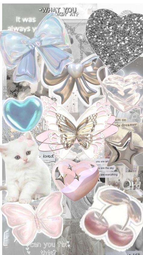 Cute Collages, Kawaii Wallpapers, Kawaii Wallpaper, Wallpapers, Collage, Silver, Quick Saves, Kawaii