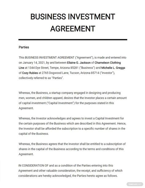 Business Investment Agreement Template Investment Agreement Template, Investment Format, Employment Contract, Hymn Music, Business Proposal Template, Contract Agreement, Document Sign, Stock Broker, Investment Companies