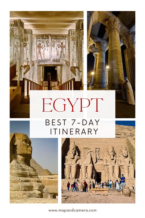 Step into the land of pharaohs with our 'Egypt Best 7-Day Itinerary'. Witness the Sphinx, cruise the Nile, and marvel at Abu Simbel. Ready for an epic journey? Click to start planning your Egyptian escape now! | Egypt | Egypt Travel | Egypt Itinerary | Egypt Itinerary 1 Week | Egypt itinerary Map | Egypt Travel Itinerary | Travel Guide | Travel Itinerary | Summer Bucket List 2024 | Travel Ideas | Luxor Egypt Photography, Egypt Must See, Egypt Itinerary 1 Week, Cairo Itinerary, Trip To Egypt, Egypt Itinerary, Egypt Trip, Travel To Egypt, Egypt Vacation