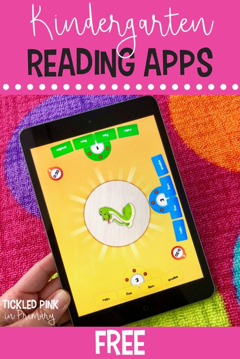 10 FREE Kindergarten iPad Apps • Tickled Pink in Primary Reading Apps For Kids Free, Learning To Read Kindergarten, Learn To Read Kindergarten, Best Learning Apps, Word Games For Kids, Beginning Of Kindergarten, Free Ipad, Learning To Read, Learning Apps