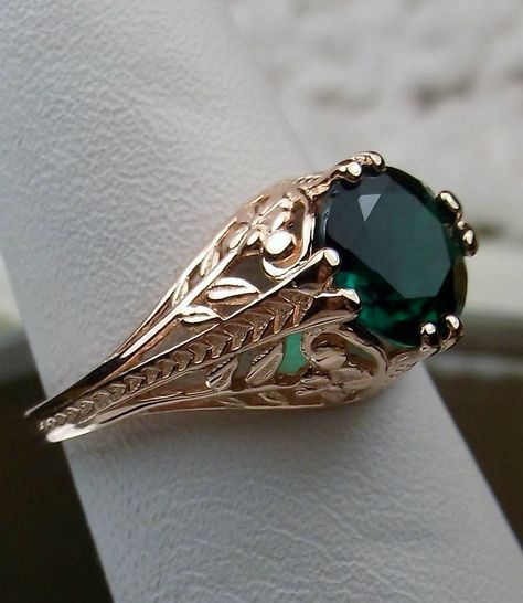 Natural Emerald Ring/ Rose Gold & Sterling Silver/ Edwardian Natural Treated Emerald Deco 2Fleur Filigree size 7 Ring [In Stock] Design#159 by SilverEmbraceJewelry on Etsy Eladrin Paladin, Rose Gold Emerald Ring, Antique Emerald Ring, Filigree Ring Gold, Columbian Emeralds, Emerald Ring Vintage, Edwardian Ring, Natural Emerald Rings, Stock Design