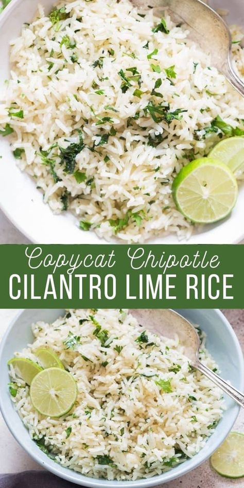 Rice Mexican, Chipotle Recipes, Lime Rice Recipes, Cilantro Rice, Rice Side Dishes, Diner Recept, Lime Rice, Cilantro Lime Rice, Cilantro Lime Chicken