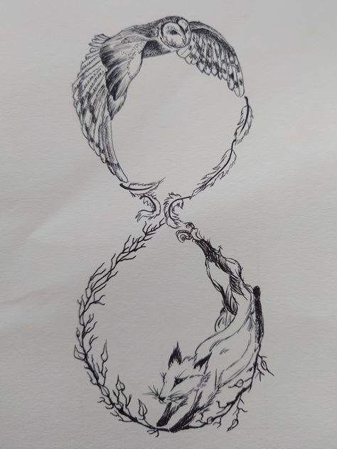 Idea by Dani Iduna, tattoo design for my hubby. #daniiduna #tattooideas #owltattoo #foxtattoo #tattooed #tattoo Delicate Owl Tattoo, Owl And Fox Tattoo, Small Owl Tattoos For Women, Artemis Tattoo, Barn Owl Tattoo, 2024 Goals, Geek Tattoo, Owl Tattoo Design, Small Owl