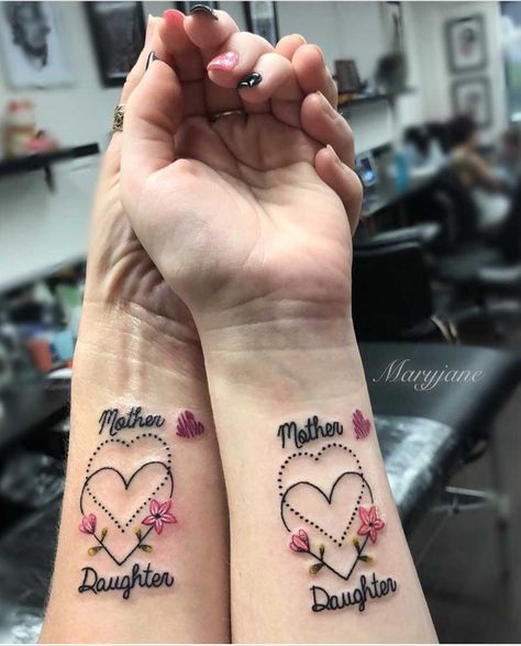 Mommy Daughter Tattoos, Mom Daughter Tattoos, Christian Sleeve Tattoo, Mommy Tattoos, Muster Tattoos, Mother Tattoos, Tattoo For Son, Back Of Shoulder Tattoo, Matching Couple Tattoos