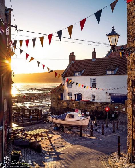 Country Inspiration on Instagram: “Congratulations to @north_yorkshire_gallery_whitby for this stunning capture. We selected it as one of our top 10 photos of the week. . .…” Whitby England, Robin Hoods, Country Living Uk, Robin Hoods Bay, British Seaside, Village Life, England Travel, Sunrise Photography, Lake District