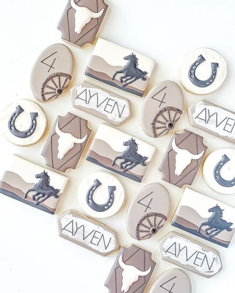 Wild West Cookies Decorated, Western Birthday Cookies Decorated, Western Themed Cookies Decorated, How The West Was One Cookies, Brooke Cookies, Cowboy Cookies Decorated, Western Cookies Decorated, Horse Cookies Decorated, Western Baby Shower Cookies