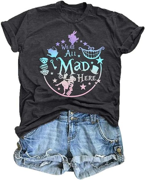 Alice in Wonderland Shirt Women Vacation Shirts We're All Mad Here Tshirt Mad Tea Party Shirt Cute Graphic Tee Tops at Amazon Women’s Clothing store Alice In Wonderland Shirt, Alice In Wonderland Shirts, Women Vacation, We're All Mad Here, Alice In Wonderland Costume, Equality Shirt, Christian Hoodies, Were All Mad Here, Mad Tea Party