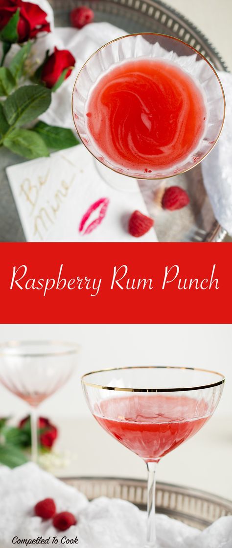 Raspberry Rum Punch is a flirty cocktail that's vibrant with raspberry flavour and a little fizzy. Perfect for Valentine's Day. Raspberry Rum Punch, Raspberry Drinks, Drinks Made With Rum, Raspberry Punch, Raspberry Drink, Valentine Drinks, Raspberry Cocktail, Rum Punch Recipes, Liqueur Drinks