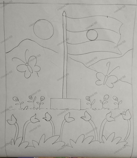 Indian flag scenery August Decorations, Indian Flag Drawing, Nature Drawing For Kids, Rangoli Images, Scenery Drawing For Kids, Lines Drawing, Independence Day Drawing, Memory Drawing, Vegetable Drawing