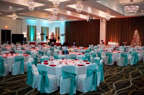 turquoise and red wedding chairs | Red and aqua seating arrangement Turquoise And Red Wedding, Brocade Designs, Seating Arrangement Wedding, Red Centerpieces, Red And Aqua, Rockabilly Wedding, Red Napkins, Aqua Wedding, Quinceanera Decorations