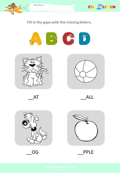 Alphabet Worksheet | ABCD, Apple, Ball, Cat, Dog - Fun2Learn Abcd Worksheet, Free Alphabet Printables, Learning Board, Phonics Song, Alphabet Printables, Alphabet Worksheets, Writing Practice, The Song, Phonics