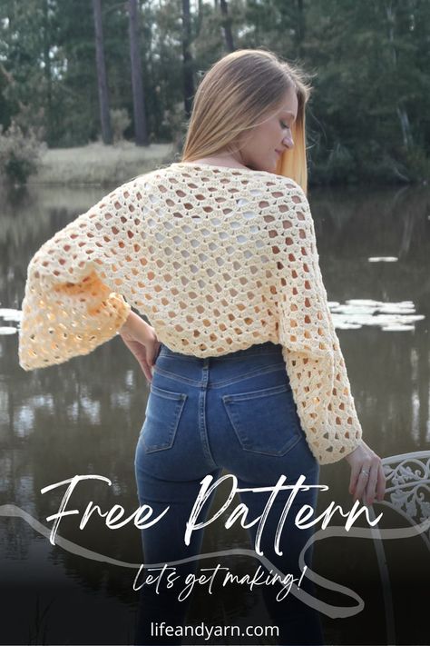 crochet pattern for a crochet shrug bolero Bolero Shrug Pattern, Diagram Crochet, Crochet Shrug Pattern Free, Lace Top Patterns, Crochet Shrug Bolero, Fitted Long Sleeve Shirt, Bralette Crochet, Shrug Knitting Pattern, Tank Top Swimsuit