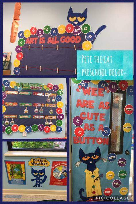 Pete The Cat Themed Classroom, Pete The Cat Classroom Door Ideas, Pete The Cat Classroom Theme Decor, Pete The Cat Classroom Decor, Pete The Cat Classroom Theme Preschool, Pete The Cat Decorations, Pete The Cat Art Preschool, Pete The Cat Classroom Door, Pete The Cat Bulletin Board Ideas