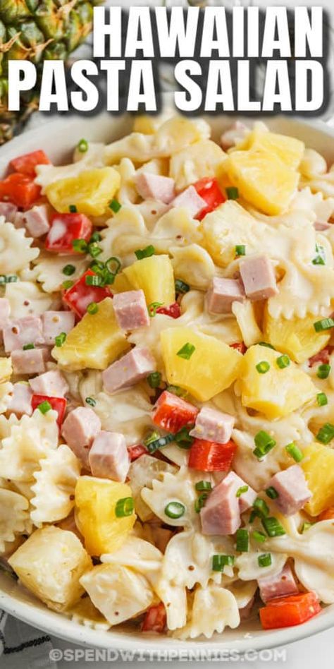 Ham And Pineapple Pasta Salad, Hawaiin Pasta Salad, Pineapple Pasta Salad, Pineapple Dressing, Hawaiian Pasta, Hawaiian Pasta Salad, Macaroni Salad With Ham, Ham Pasta Salad, Ham And Pineapple