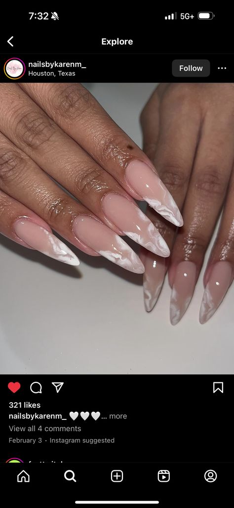 White Tip Almond Nails With Design, French Nails With Marble Design, White Almond Nails French Tip, Wedding Bride Nails Ideas, French Ombre Almond Nails, Marble Tip Nails, French Marble Nails, Nails Marble Designs, Marble Nails Almond