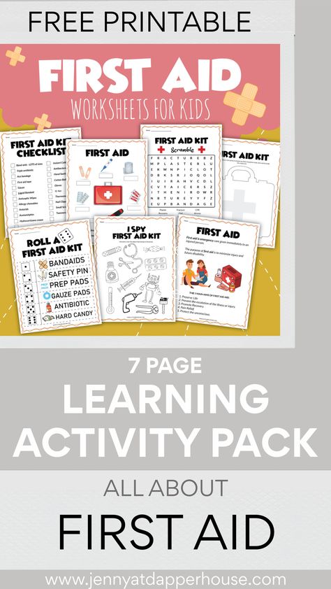 First Aid Badge Juniors, First Aid Coloring Page, Kids Survival Activities, First Aid Worksheets, First Aid For Children, Functional Language, First Aid Kit Checklist, First Aid For Kids, Medical Binder