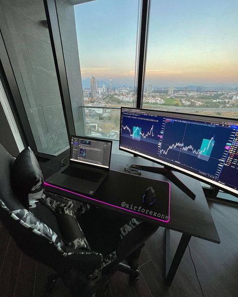 ,#tradinggoals #tradingjourney #tradinginsights #tradingideas Trading Desk Setup, Desk Wallpaper, Desk Setup Ideas, Industrial Home Offices, Trading Desk, Desktop Setup, Setup Ideas, Desk Ideas, Trading Charts