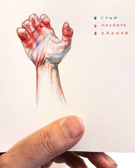 Alberto Russo on Instagram: “🖐 study of the day.. thank you for your kind words during the live! - Colored ballpoint pens on paper - #drawing #dessin #ballpointpen…” Hand Drawing With Pen, Colored Ballpoint Pen Drawing, Pen Colour Drawing, Colored Pen Drawing, Ballpoint Pen Art Sketches, Colour Pen Drawing, Colored Pens Drawing, Ballpoint Sketch, Ballpen Art