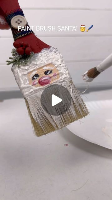 Emily Seilhamer on Instagram: "Paint brush Santa! 🖌️🎅 #artsandcrafts #christmascraft #diy #easycrafts #tutorial #santaclaus #santaclause" Paintbrush Ornaments Christmas Crafts, Santa Paint Brush Ornament, Paintbrush Santa Craft, Paint Brush Santa Craft, Chip Brush Ornaments, Paintbrush Santa Ornament, Santa Paint Brushes, Santa Diy Ornaments, Paint Brush Santa Ornaments