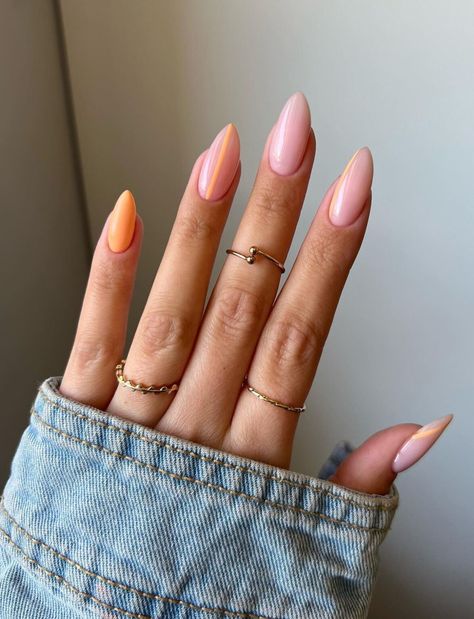 Pastel Orange Nails, Ongles Beiges, Beige Nails, Orange Nails, Dream Nails, Cute Acrylic Nails, Spring Nails, Nails Inspiration, Pretty Nails