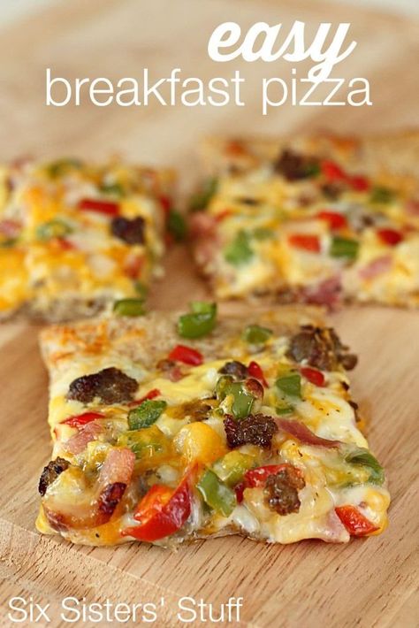 Easy Breakfast Pizza, Pizza Lasagna, Breakfast Pizza Recipe, Fingerfood Party, Six Sisters, What's For Breakfast, Breakfast Pizza, Think Food, Breakfast Items